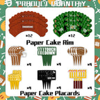 CoquetteBow012 48Pcs Football Cupcake Toppers & Wrappers | Football Theme Party Decor