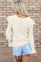 Corduroy Ruffle Blouse Women UK | Casual Elegant