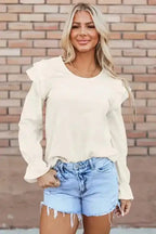 Corduroy Ruffle Blouse Women UK | Casual Elegant