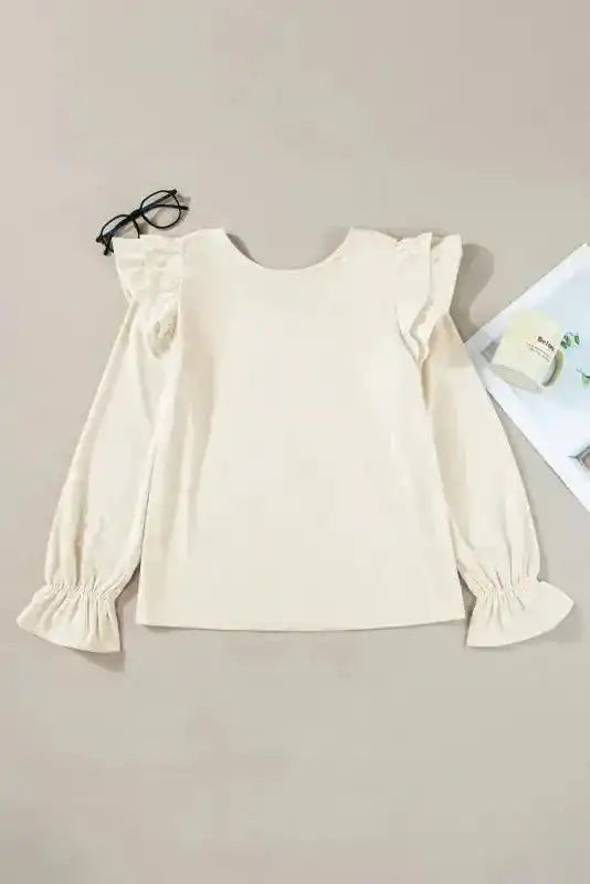 Corduroy Ruffle Blouse Women UK | Casual Elegant