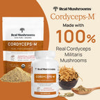 Real Mushrooms Cordyceps Mushroom Powder – Organic Cordyceps Mushroom Powder, Beta Glucans, Non-GMO, Vegan, 60 Servings