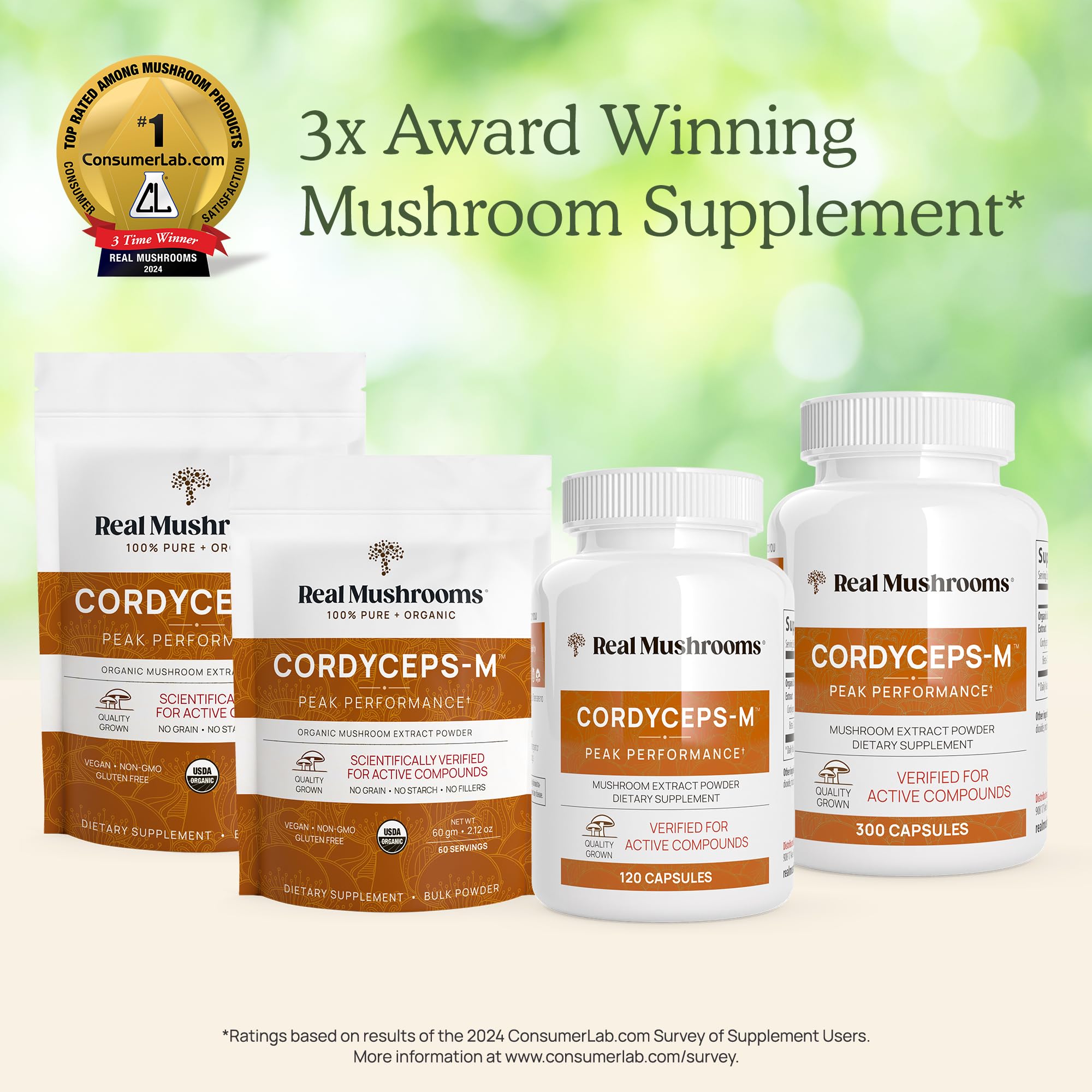 Real Mushrooms Cordyceps Mushroom Powder – Organic Cordyceps Mushroom Powder, Beta Glucans, Non-GMO, Vegan, 60 Servings