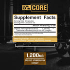5% Nutrition Core KSM-66 Ashwagandha | 1,200mg Organic Root Extract | High Potency 5% Withanolides (90 Capsules, 45 Servings)