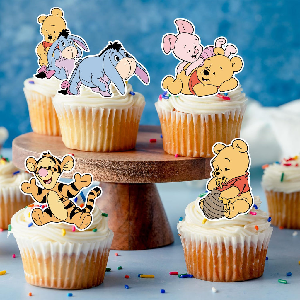 CORODER 48CS Cute Bear Cupcake Toppers – 48-Pack for Birthday & Baby Shower