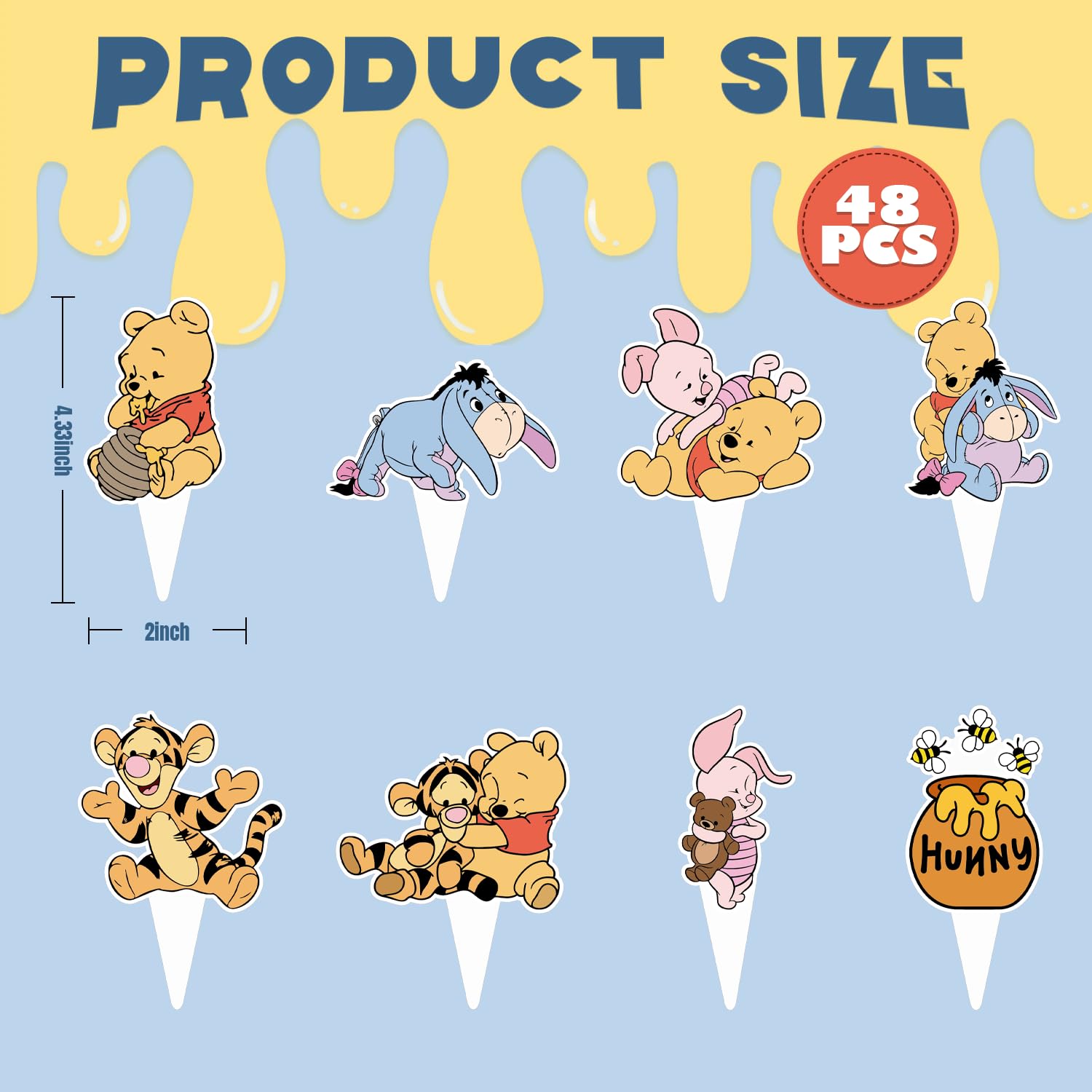 CORODER 48CS Cute Bear Cupcake Toppers – 48-Pack for Birthday & Baby Shower