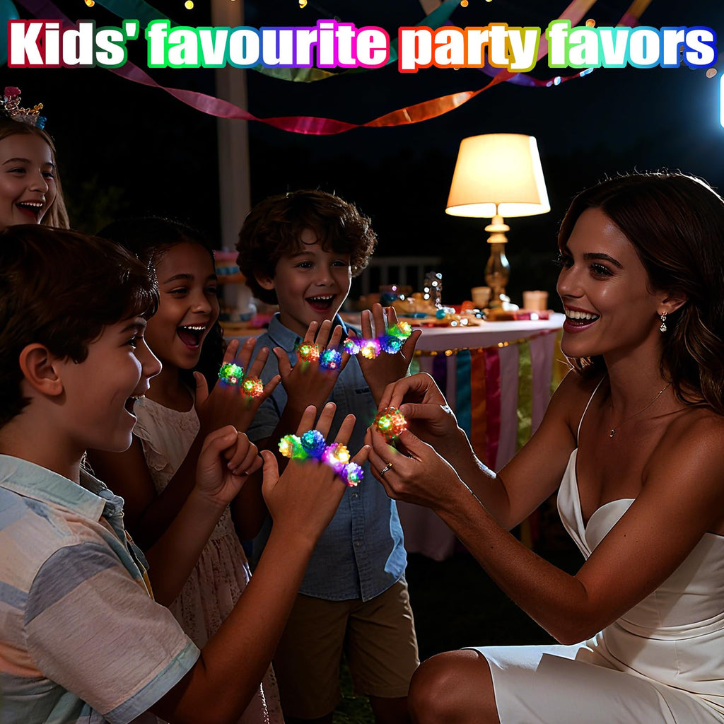 Cosweet 48 Pcs LED Light Up Jelly Rings – Glow in the Dark Party Favors (6 Colors)