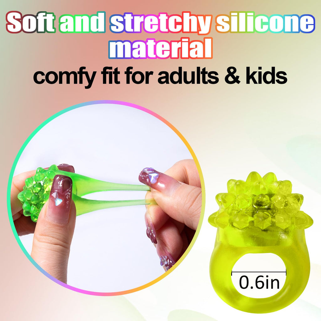 Cosweet 48 Pcs LED Light Up Jelly Rings – Glow in the Dark Party Favors (6 Colors)