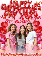 Cosweet 31pcs Galentines Day Balloons Set – Red Letter Foil Balloons, Lips, Lipstick, Heart Shapes with Glitter Banner & Pump