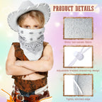 Coume 24-Piece Glitter Silver Cowboy Hats & White Bandanas for Kids – Western Costume Accessories