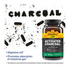 Country Life Activated Organic Coconut Charcoal Capsules, 260mg – Natural Charcoal Supplement for Gas and Bloating Relief, Gluten-Free, 180 Vegan Capsules