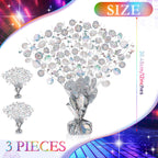 CraftyDream 3 Pcs Disco Table Decorations - Silver Glitter Foil Spray Centerpieces