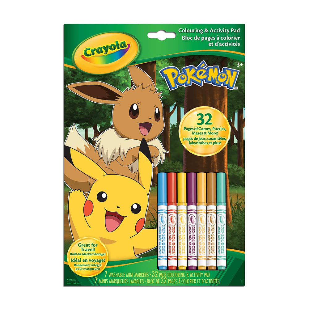 Crayola Colouring & Activity Book - Pokemon | 32 Pages, 7 Washable Markers