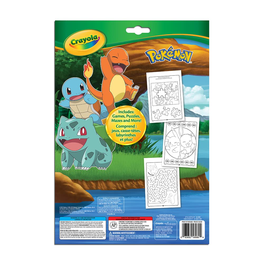 Crayola Colouring & Activity Book - Pokemon | 32 Pages, 7 Washable Markers