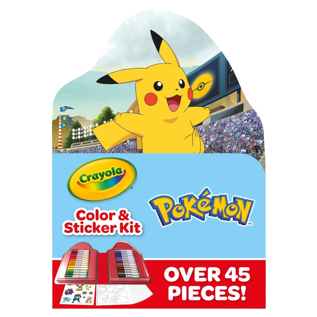Crayola Pokemon Art Kit for Kids – 45pc Coloring Set with Pages, Markers & Stickers