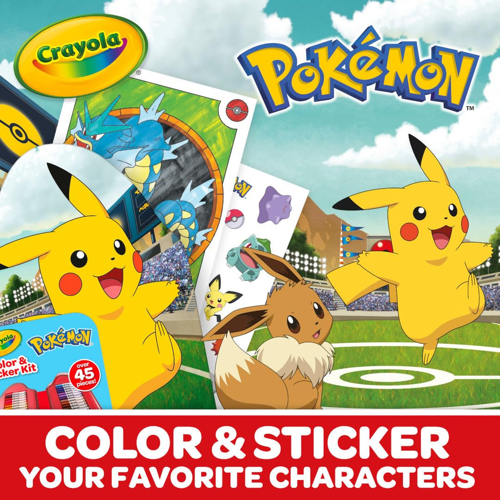Crayola Pokemon Art Kit for Kids – 45pc Coloring Set with Pages, Markers & Stickers