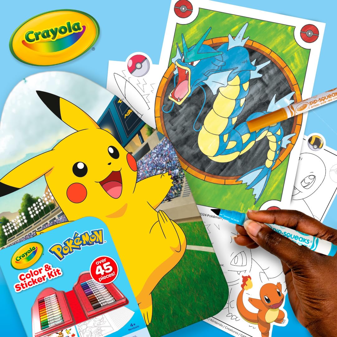 Crayola Pokemon Art Kit for Kids – 45pc Coloring Set with Pages, Markers & Stickers