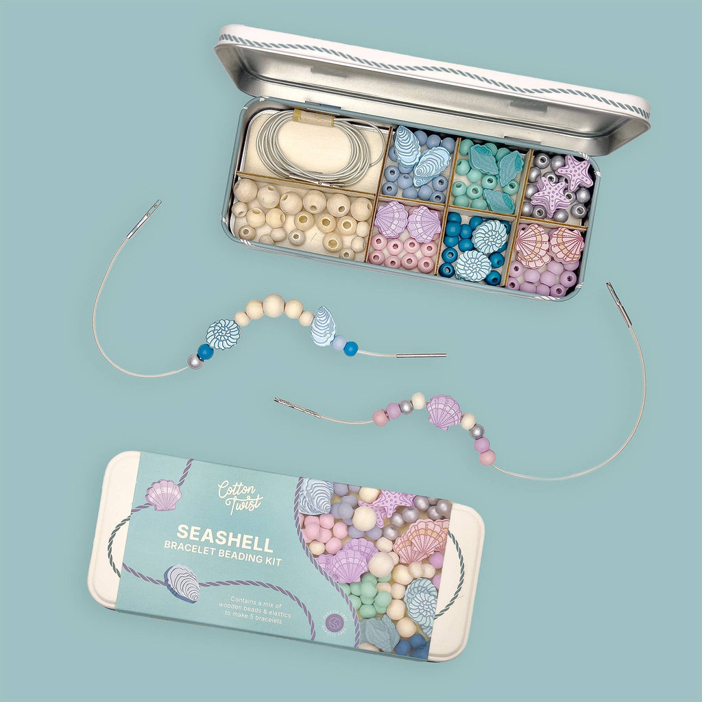 Create Your Own Seashell Bracelet Bead Craft Kit in Reusable Tin