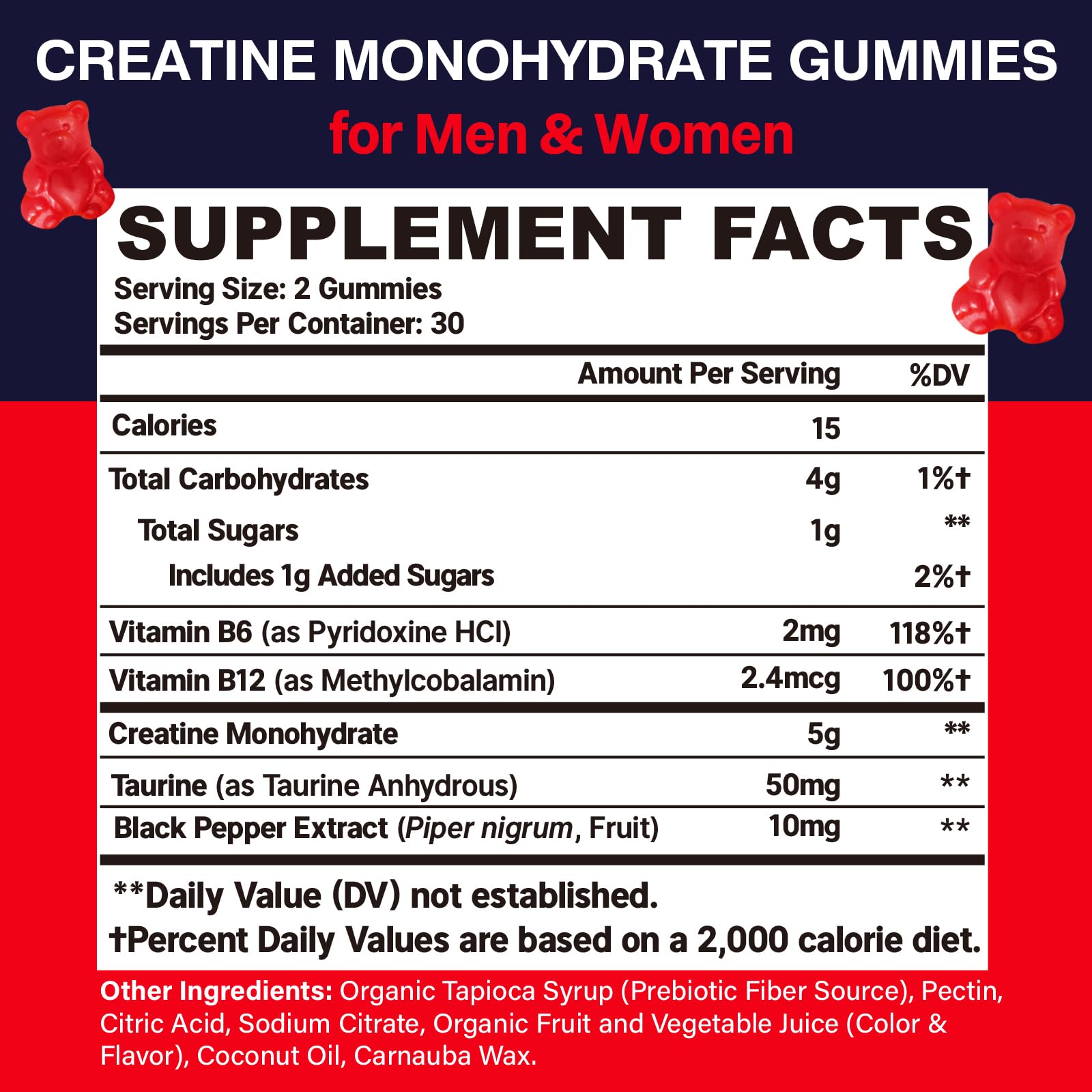 Trupretty Kreatin-Monohydrat-Gummis – 1 Packung | Taurin, B6 & Bio-Formel