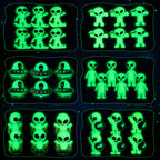CroBlissful 60 Pcs Mini Alien Figures Glow-in-the-Dark – 6 Styles for Party Favors & Piñatas