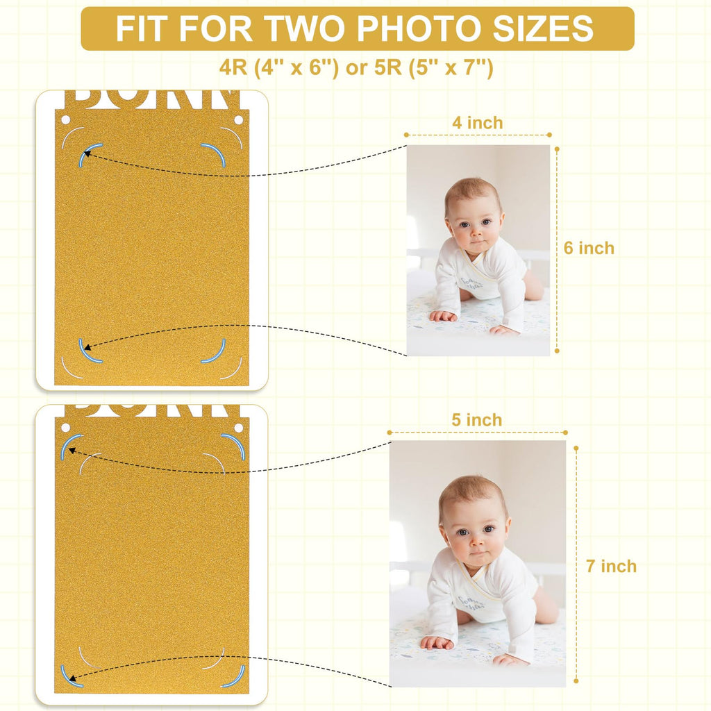 Crosize 1st Birthday Photo Banner – 4x6 or 5x7 Frame, Newborn to 12 Months, Milestones Garland (Gold)