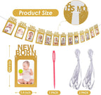 Crosize 1st Birthday Photo Banner – 4x6 or 5x7 Frame, Newborn to 12 Months, Milestones Garland (Gold)