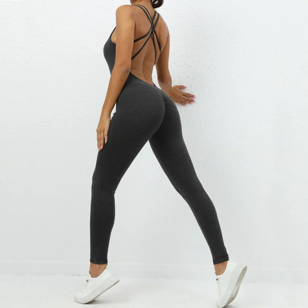 Cross-Strap Yoga Jumpsuit - Quick-Drying, Tight-Fitting Seamless Fitness Leggings for Women