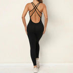 Cross-Strap Yoga Jumpsuit - Quick-Drying, Tight-Fitting Seamless Fitness Leggings for Women