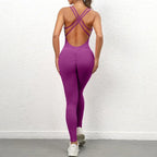 Cross-Strap Yoga Jumpsuit - Quick-Drying, Tight-Fitting Seamless Fitness Leggings for Women
