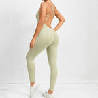 Cross-Strap Yoga Jumpsuit - Quick-Drying, Tight-Fitting Seamless Fitness Leggings for Women