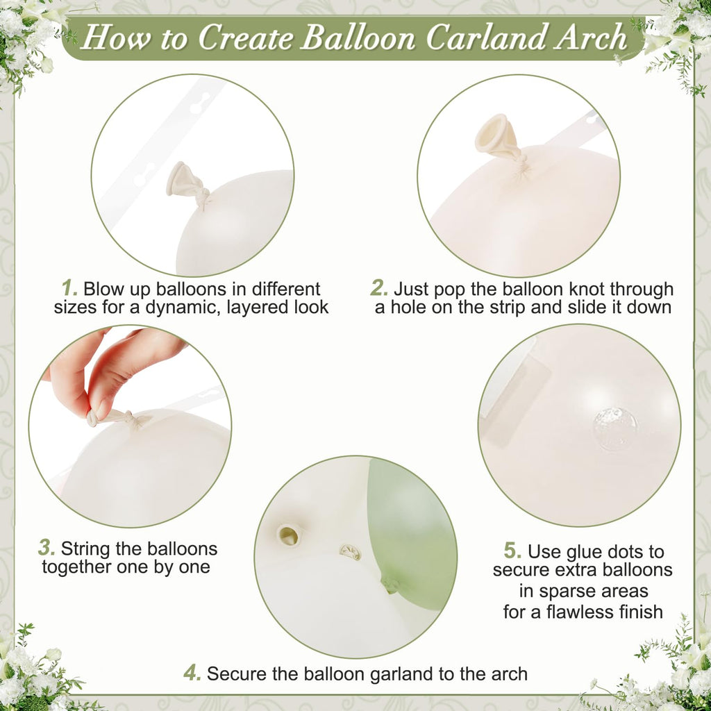 CROSSFINGERS Sage Green Balloon Arch Kit 108Pcs – Double Stuffed Pearl Green & Sage Green Balloons for Weddings, Baby Showers, and Celebrations
