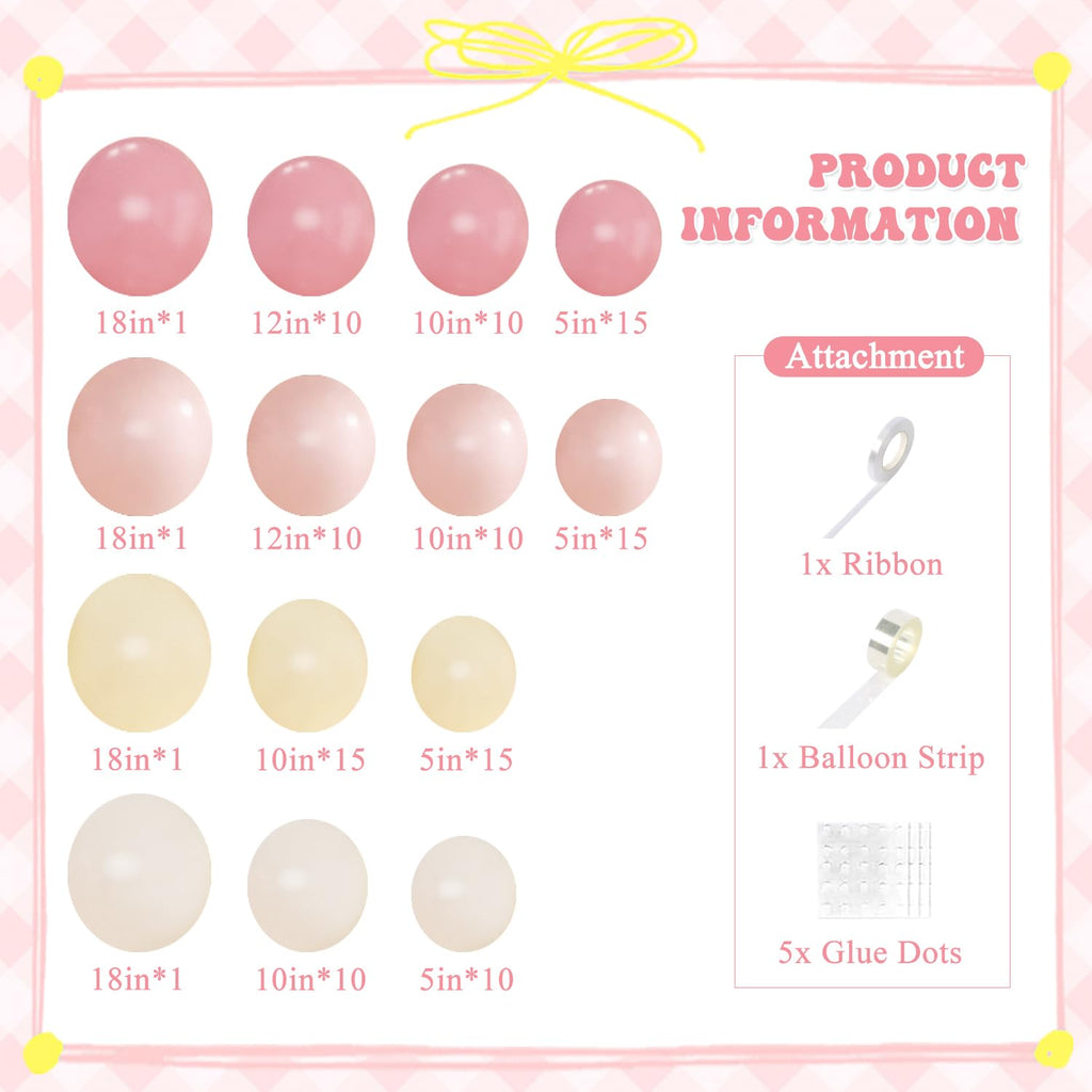 CROSSFINGERS Pink & Yellow Balloon Arch Kit – Pastel Balloons for Birthday, Baby Shower, Bridal Shower, Wedding