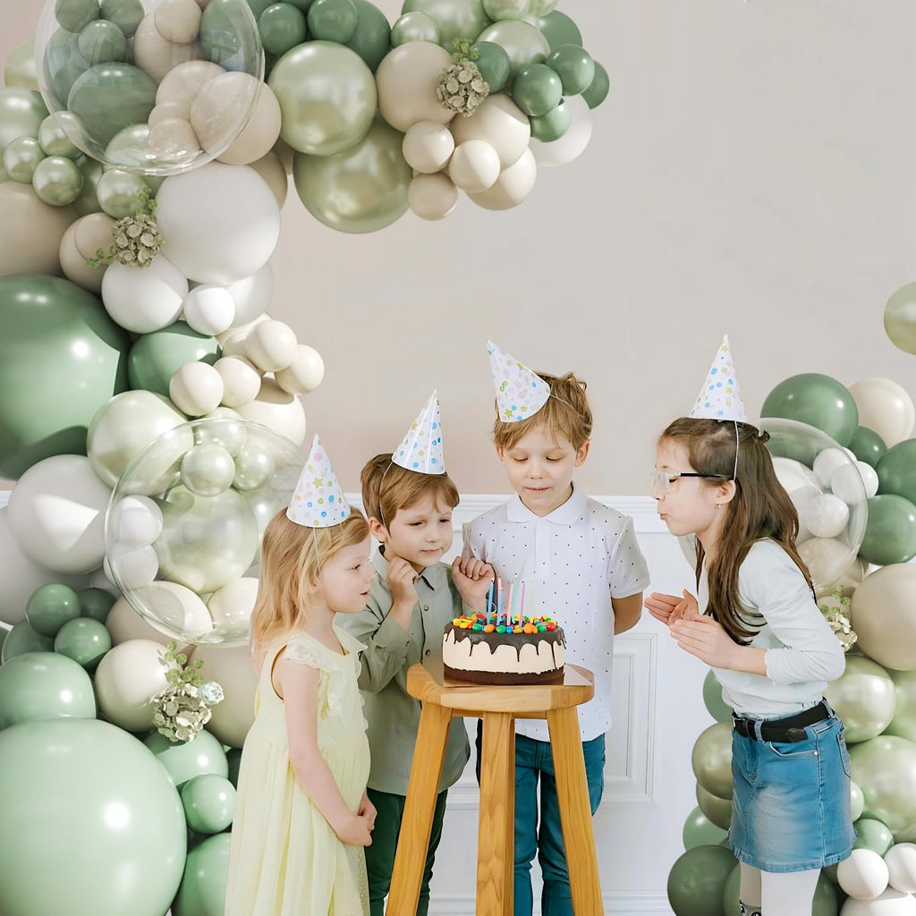 CROSSFINGERS Sage Green Balloon Arch Kit 108Pcs – Double Stuffed Pearl Green & Sage Green Balloons for Weddings, Baby Showers, and Celebrations