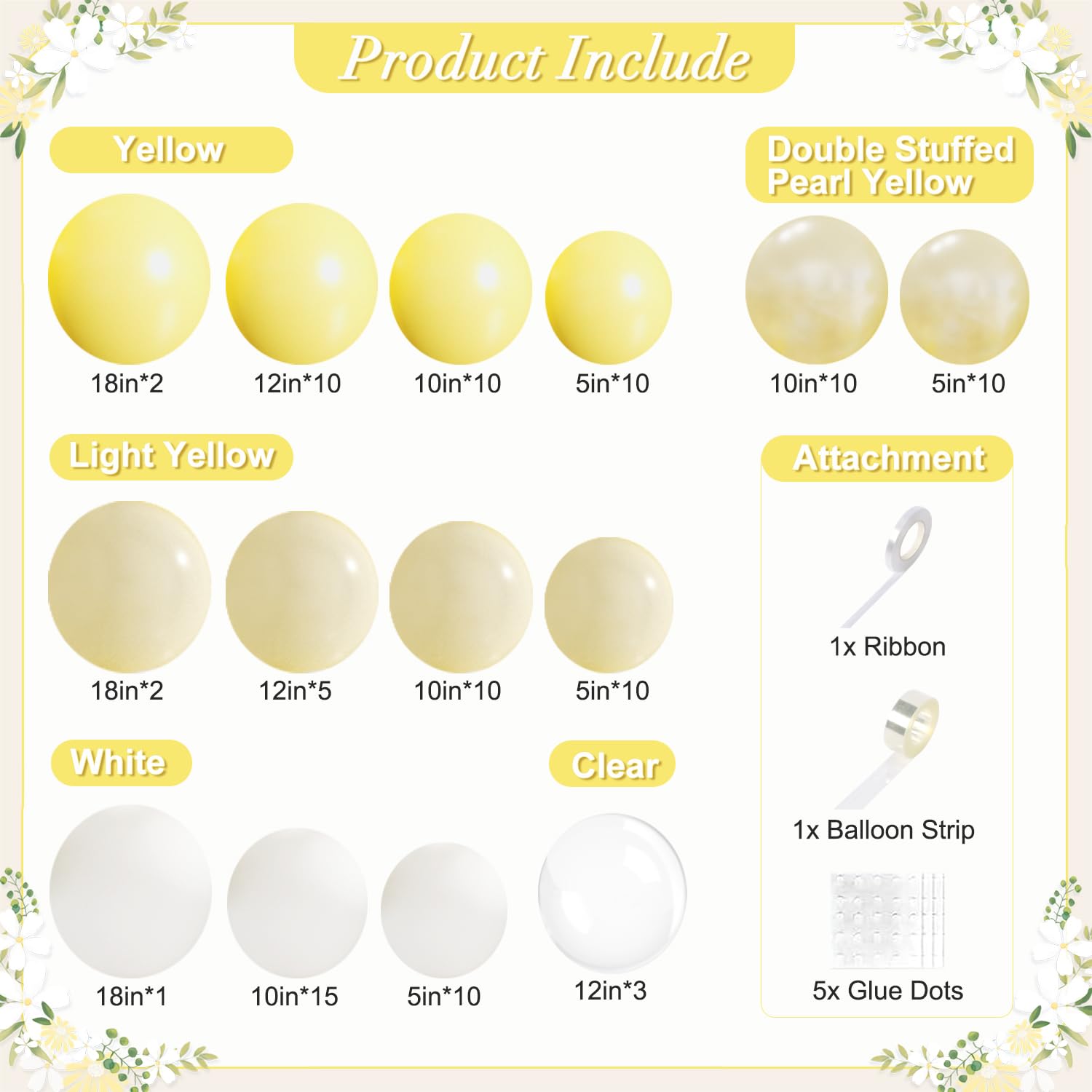 CROSSFINGERS Yellow Balloon Arch Kit 108Pcs - Double Stuffed Balloons for Weddings and Parties