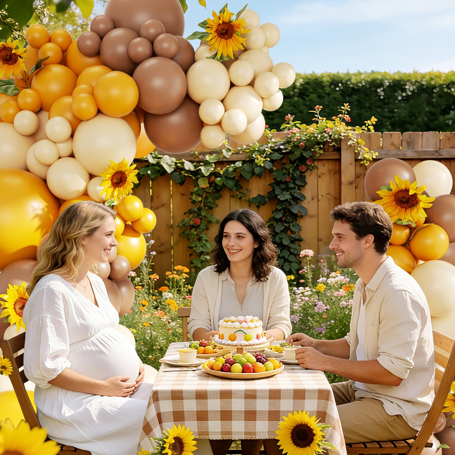 CROSSFINGERS Bee Balloon Arch Kit – Mustard Yellow, Brown, Ivory & White Balloons for Sunflower Bee Theme | Party Decor