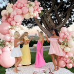 CROSSFINGERS Pink Balloon Arch Kit 124Pcs – Pink & White Balloons for Baby Shower & Weddings