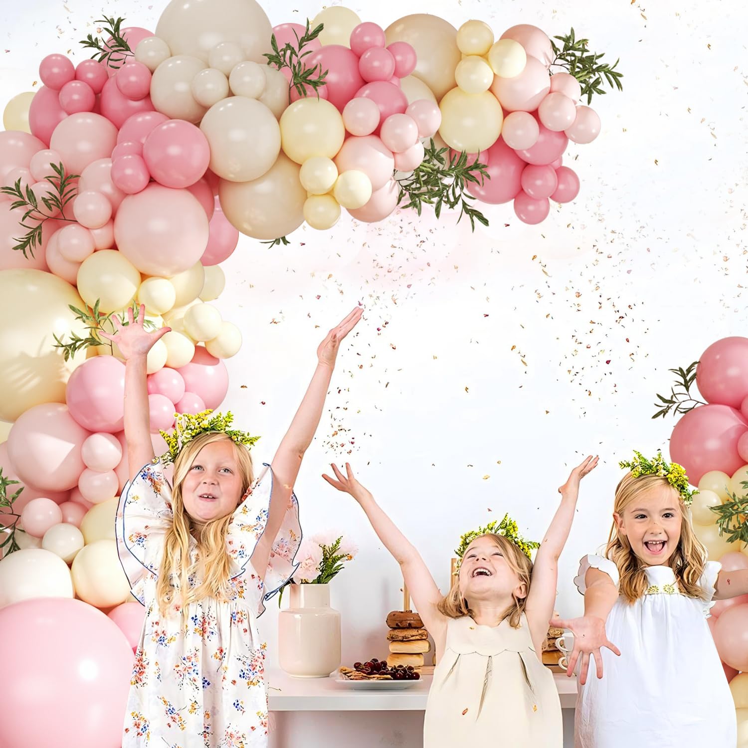 CROSSFINGERS Pink & Yellow Balloon Arch Kit – Pastel Balloons for Birthday, Baby Shower, Bridal Shower, Wedding