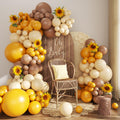 CROSSFINGERS Bee Balloon Arch Kit – Mustard Yellow, Brown, Ivory & White Balloons for Sunflower Bee Theme | Party Decor