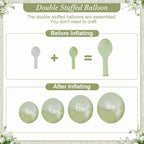 CROSSFINGERS Sage Green Balloon Arch Kit 108Pcs – Double Stuffed Pearl Green & Sage Green Balloons for Weddings, Baby Showers, and Celebrations