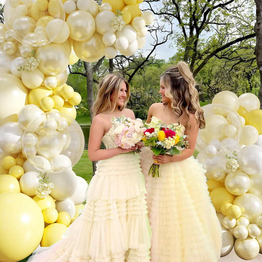 CROSSFINGERS Yellow Balloon Arch Kit 108Pcs - Double Stuffed Balloons for Weddings and Parties