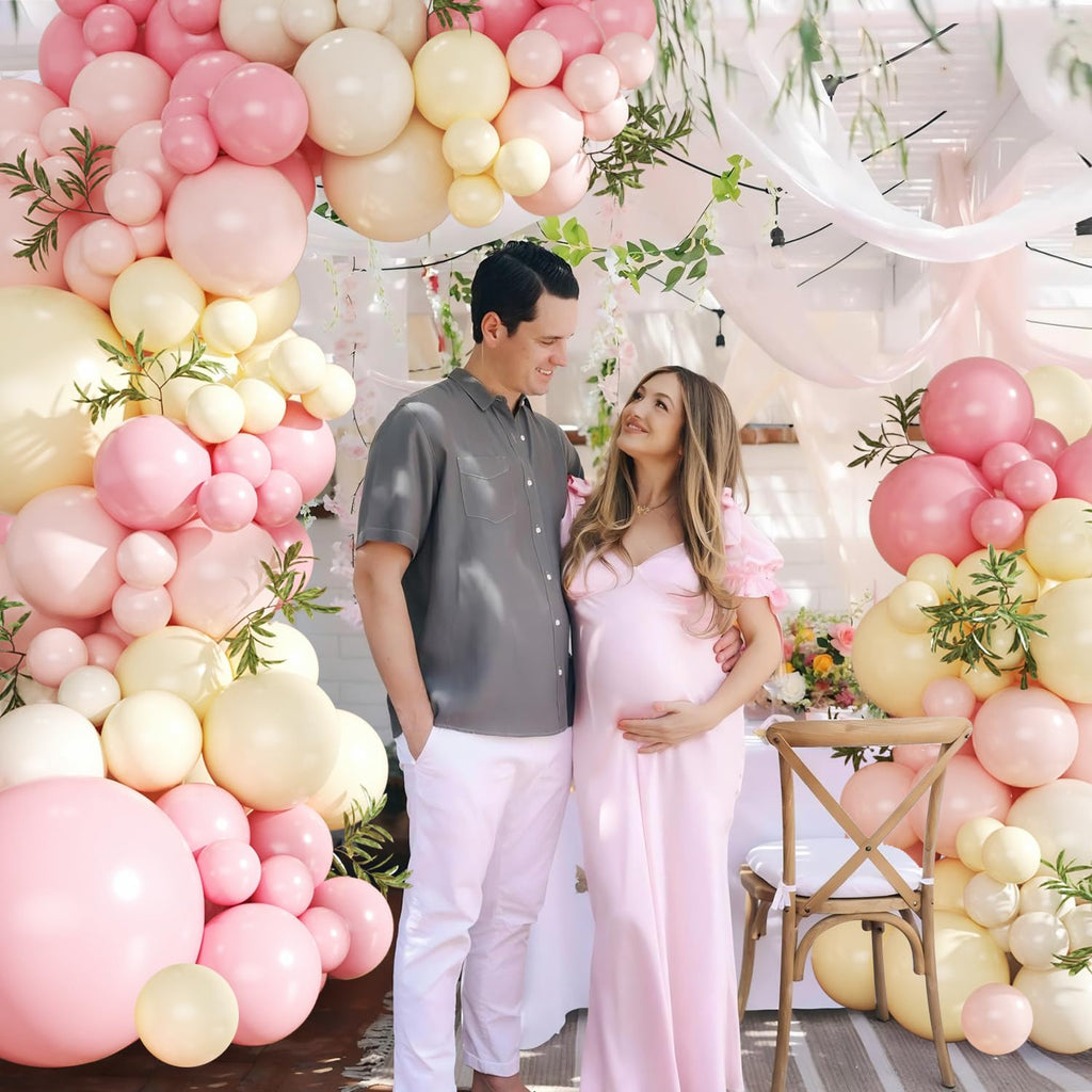 CROSSFINGERS Pink & Yellow Balloon Arch Kit – Pastel Balloons for Birthday, Baby Shower, Bridal Shower, Wedding