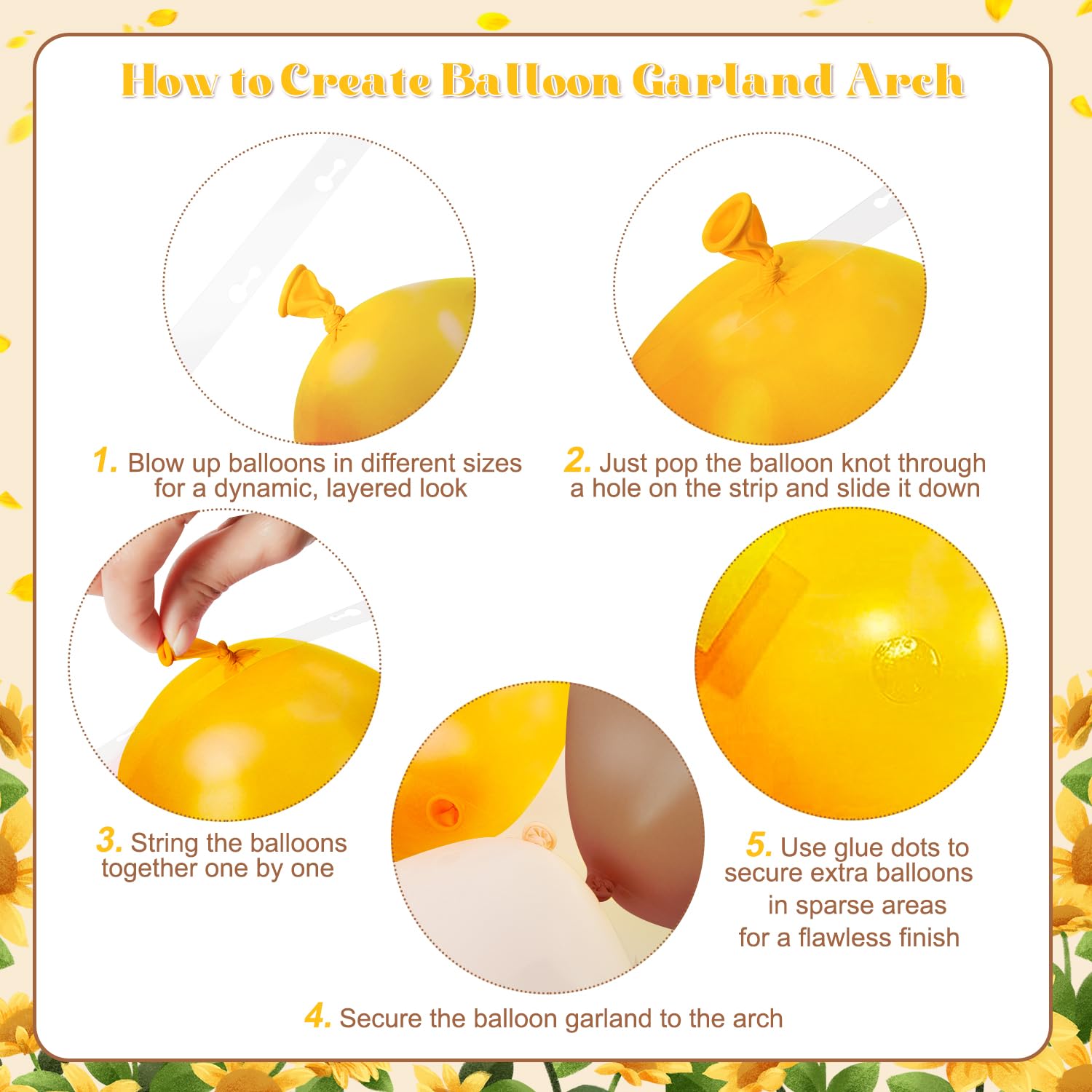 CROSSFINGERS Bee Balloon Arch Kit – Mustard Yellow, Brown, Ivory & White Balloons for Sunflower Bee Theme | Party Decor