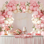 CROSSFINGERS Pink Balloon Arch Kit 124Pcs – Pink & White Balloons for Baby Shower & Weddings