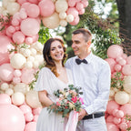 CROSSFINGERS Pink Balloon Arch Kit 124Pcs – Pink & White Balloons for Baby Shower & Weddings