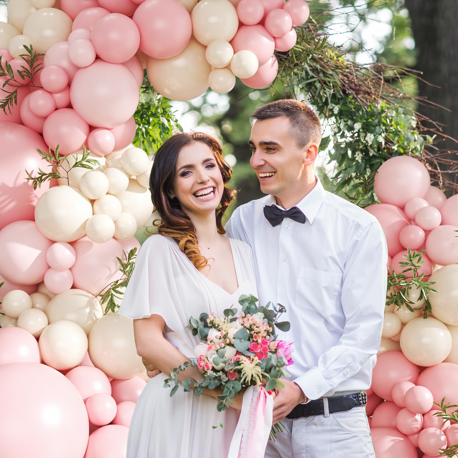 CROSSFINGERS Pink Balloon Arch Kit 124Pcs – Pink & White Balloons for Baby Shower & Weddings