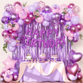 CROSSFINGERS Purple Pink Birthday Decorations – Balloons, Banner & Fringe Curtains
