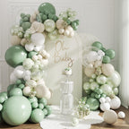 CROSSFINGERS Sage Green Balloon Arch Kit 108Pcs – Double Stuffed Pearl Green & Sage Green Balloons for Weddings, Baby Showers, and Celebrations