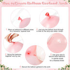 CROSSFINGERS Pink Balloon Arch Kit 124Pcs – Pink & White Balloons for Baby Shower & Weddings