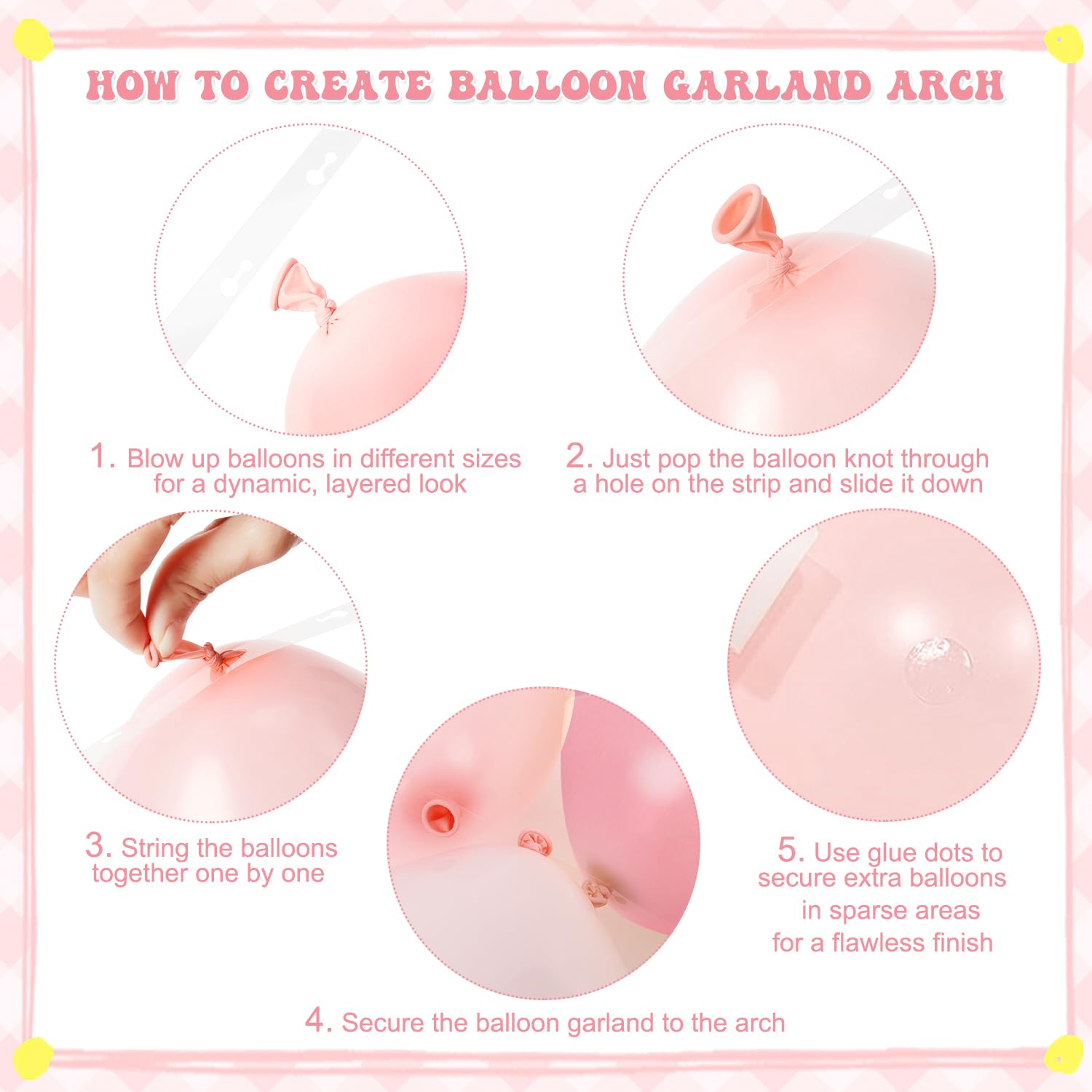 CROSSFINGERS Pink & Yellow Balloon Arch Kit – Pastel Balloons for Birthday, Baby Shower, Bridal Shower, Wedding