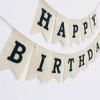 CROWNOS Burlap Happy Birthday Banner – Assembled Reusable Rustic Party Decor
