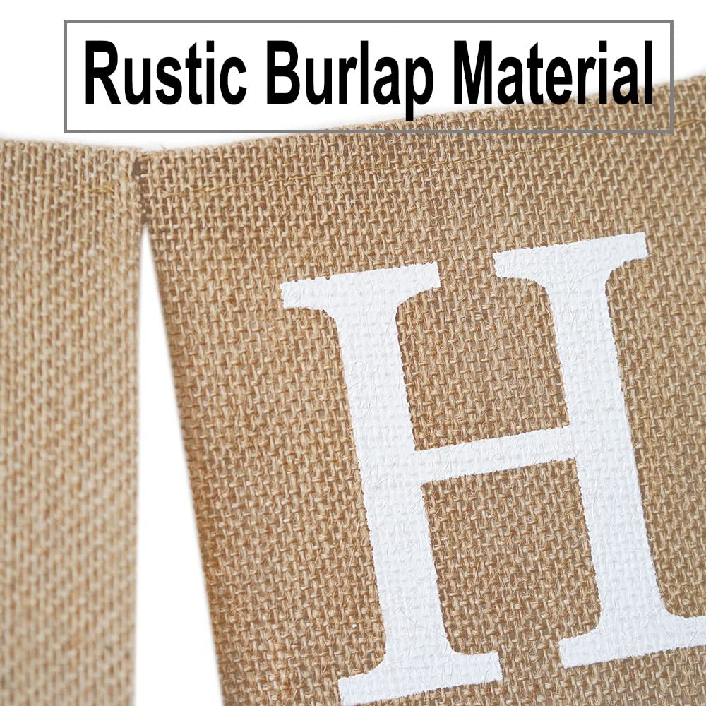 CROWNOS Happy Birthday Burlap Banner – Pre-Strung Rustic Party Sign, 6.6 ft